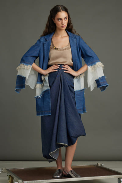 Blue denim dhoti skirt