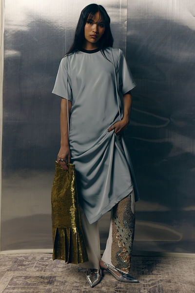 Midnight blue satin t-shirt
