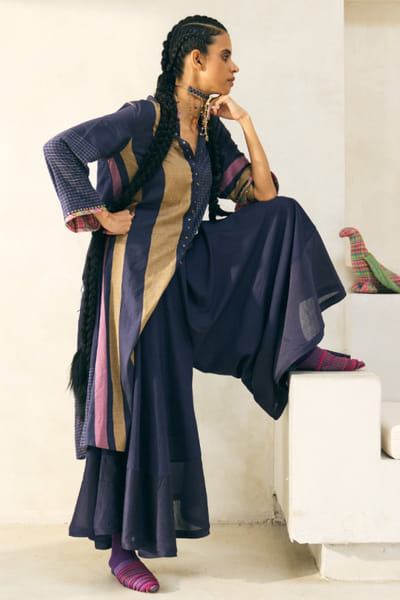 Twilight blue flared cotton pants