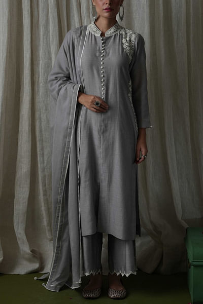 Grey embroidered kurta set