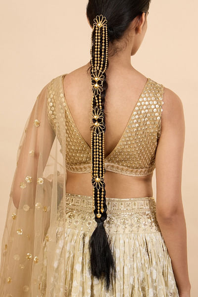 Gold floral petal hair harness