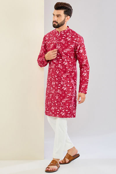 Maroon floral printed kurta set