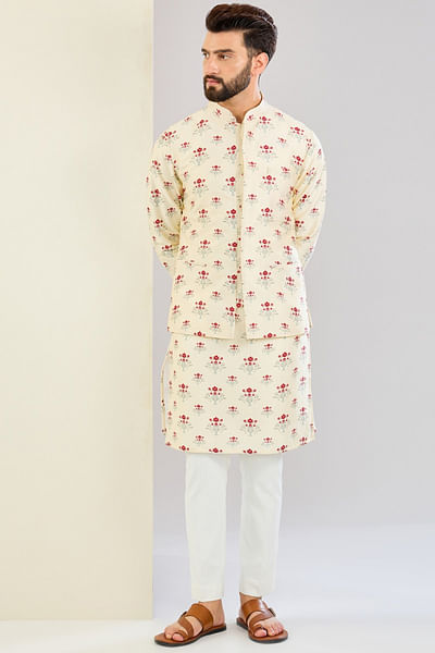 Ivory floral printed bandi set