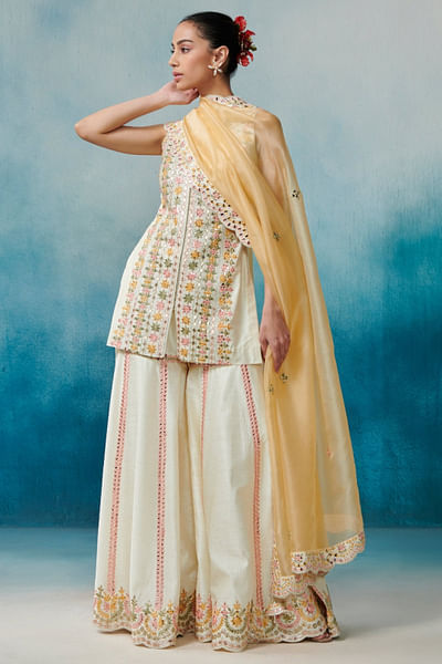 White embroidered gharara set