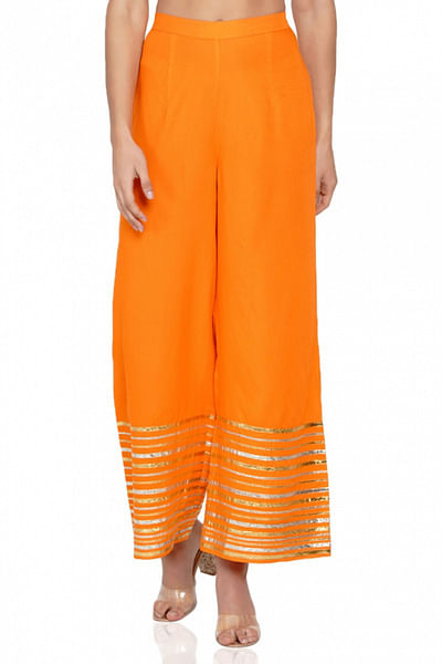 Orange gota embroidered pants