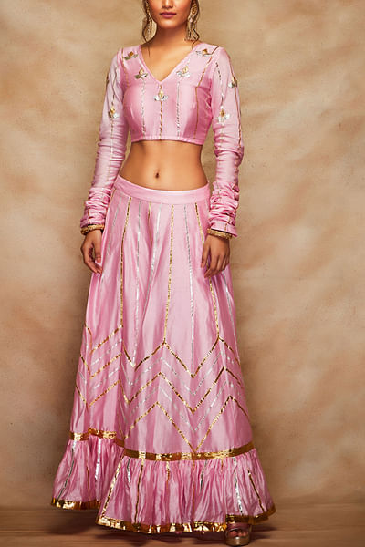 Pink gota embroidered blouse