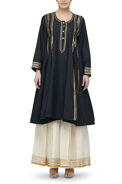 Black gota embroidered kurta
