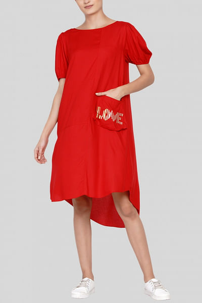 Red high-low tunic