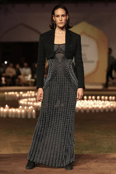 Black quilted jacket gown