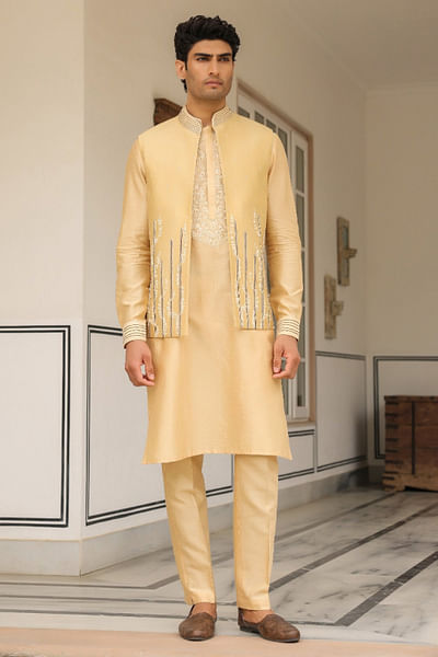 Beige floral embroidered bandi