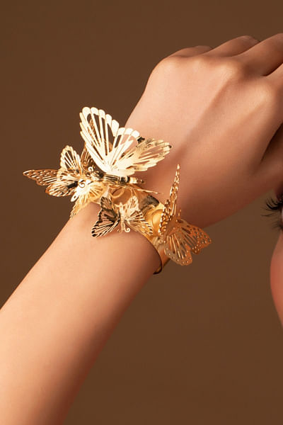 Gold butterfly cuff bracelet