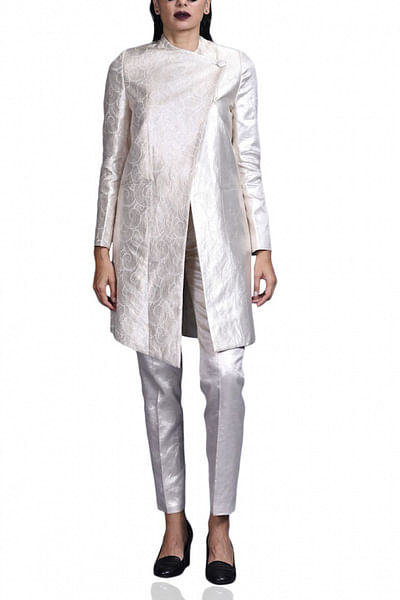 White asymmetric long jacket