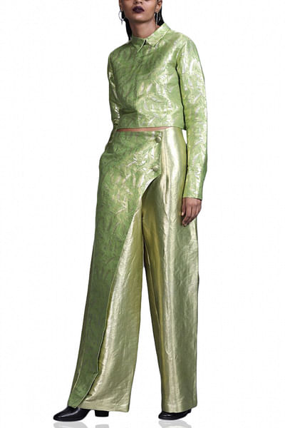 Leaf green asymmetric pants