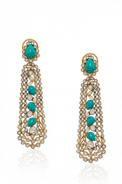 Gold turquoise danglers