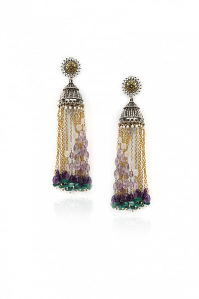 Bead embellished tassel earrings
