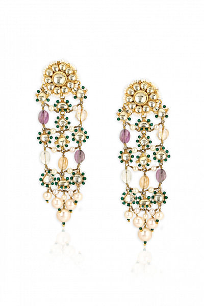Kundan and pearl embellished dangler earrings