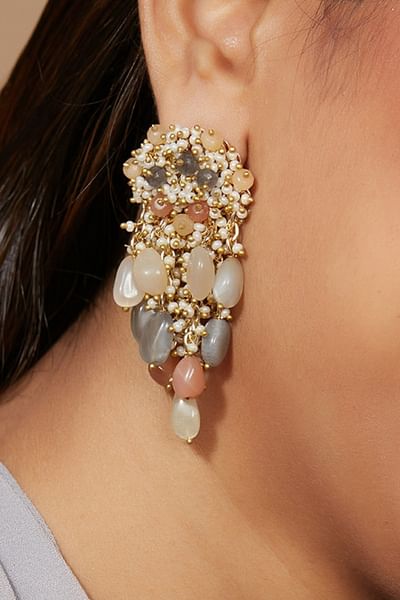 Multicolour semi-precious stone danglers