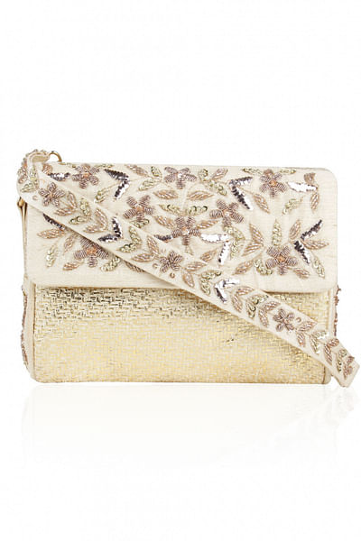 Gold embroidered clutch