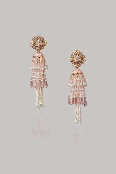 White tassel jhumkas