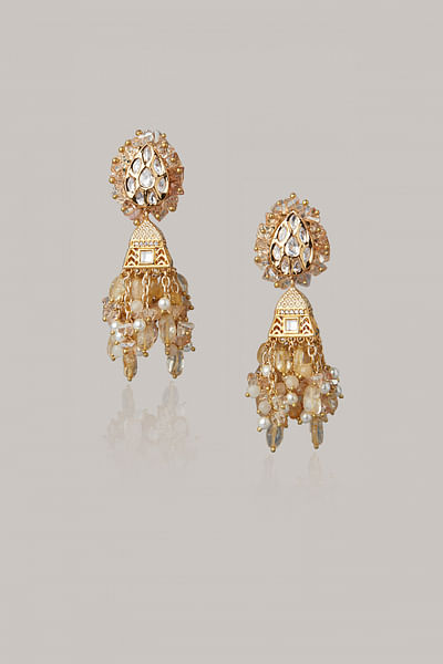 Kundan and meenakari jhumkas