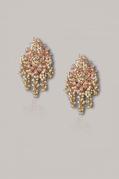 Pink pearl embellished earrings