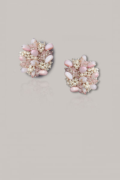 Pink stone embellished earrings