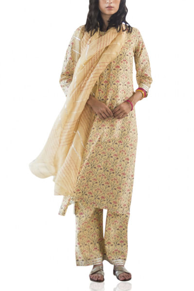 Yellow printed kurta set