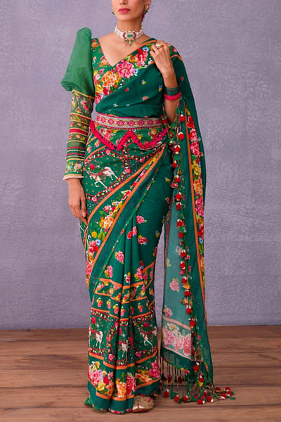 Emerald green printed belt