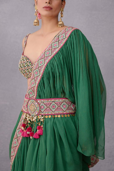 Green embroidered belt