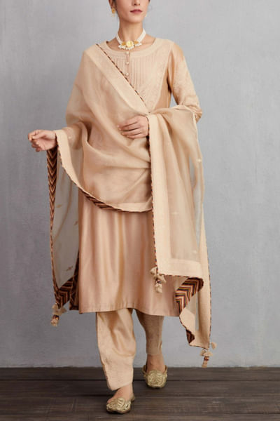 Beige embroidered kurta set