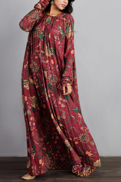 Red printed maxi dress