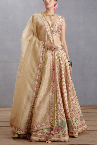 Beige chintz lehenga set