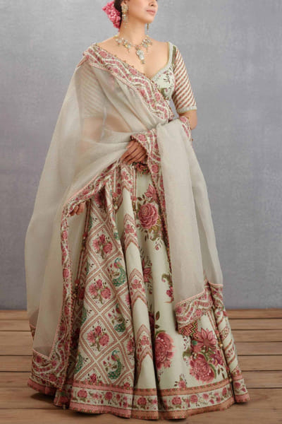 Sage green chintz lehenga set