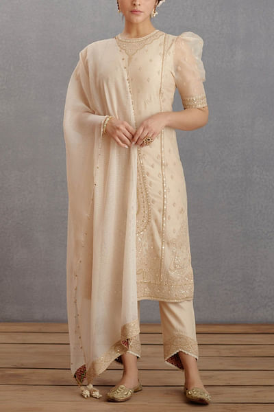 Jasmine white embroidered kurta set