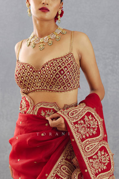 Red gota embroidered blouse