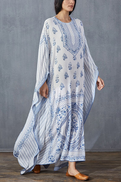 Blue printed kaftan