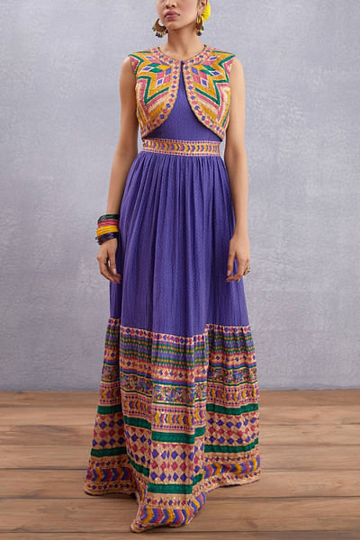 Purple embroidered dress