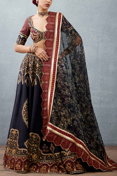 Black printed lehenga set