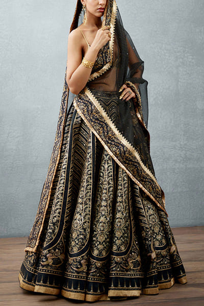 Black printed lehenga set