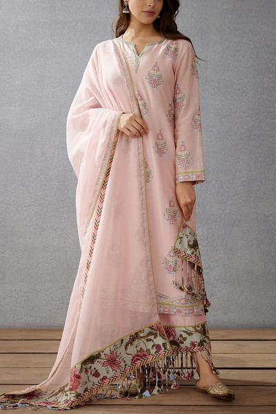 Old rose embroidered kurta set