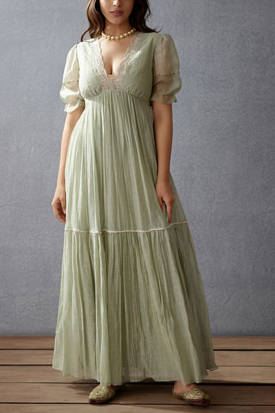 Sage green printed dress