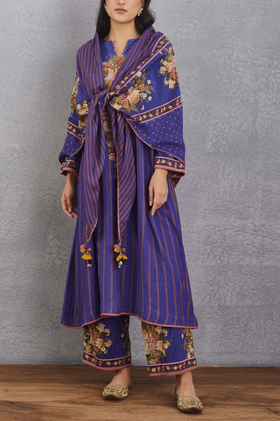 Purple printed kurta set