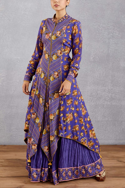 Purple printed sharara set