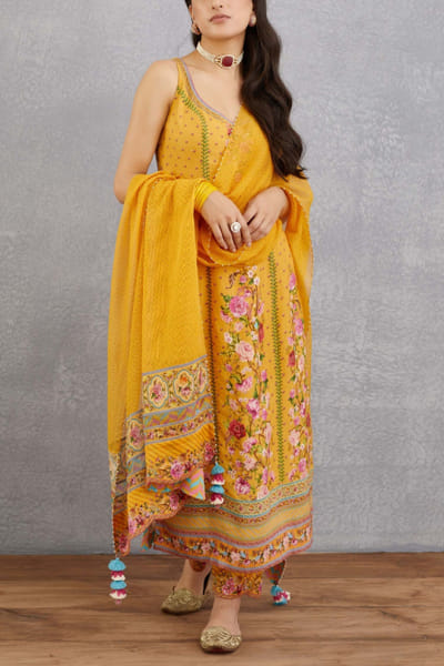 Yellow printed kurta set