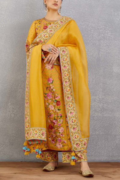 Yellow printed kurta set