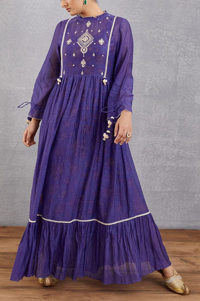 Purple embroidered dress