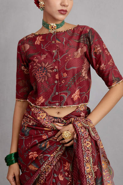 Maroon floral blouse