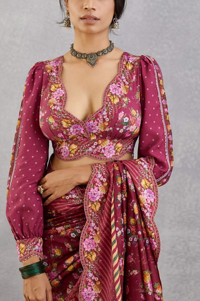 Ruby red floral blouse