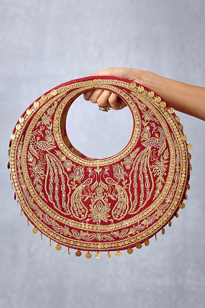 Red mirror embroidery hobo bag