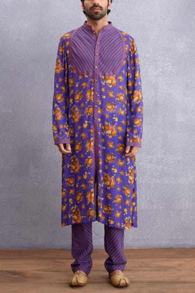 Purple floral kurta set
